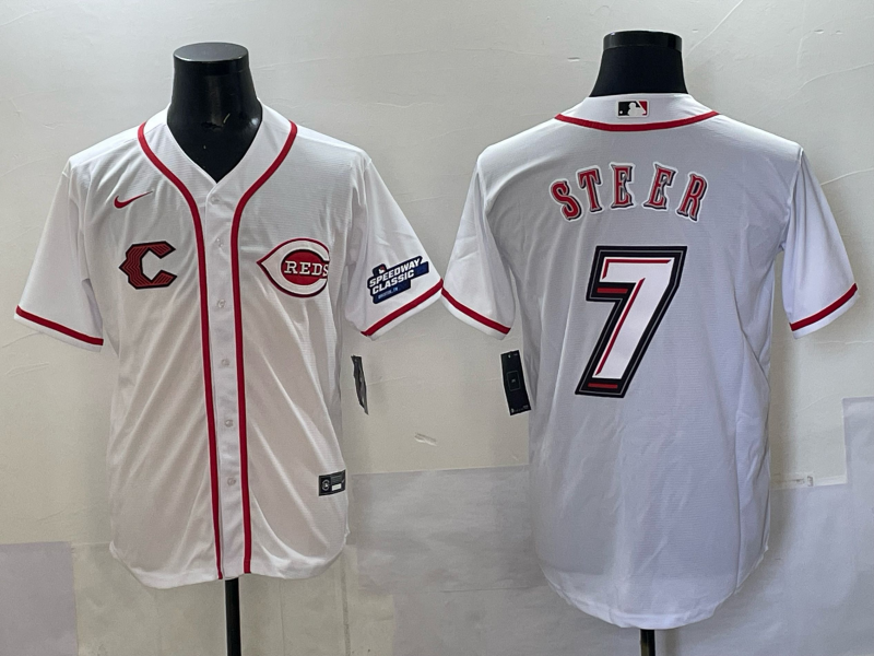 Men Cincinnati Reds #7 Steer white 2025 Nike MLB Jersey 0019